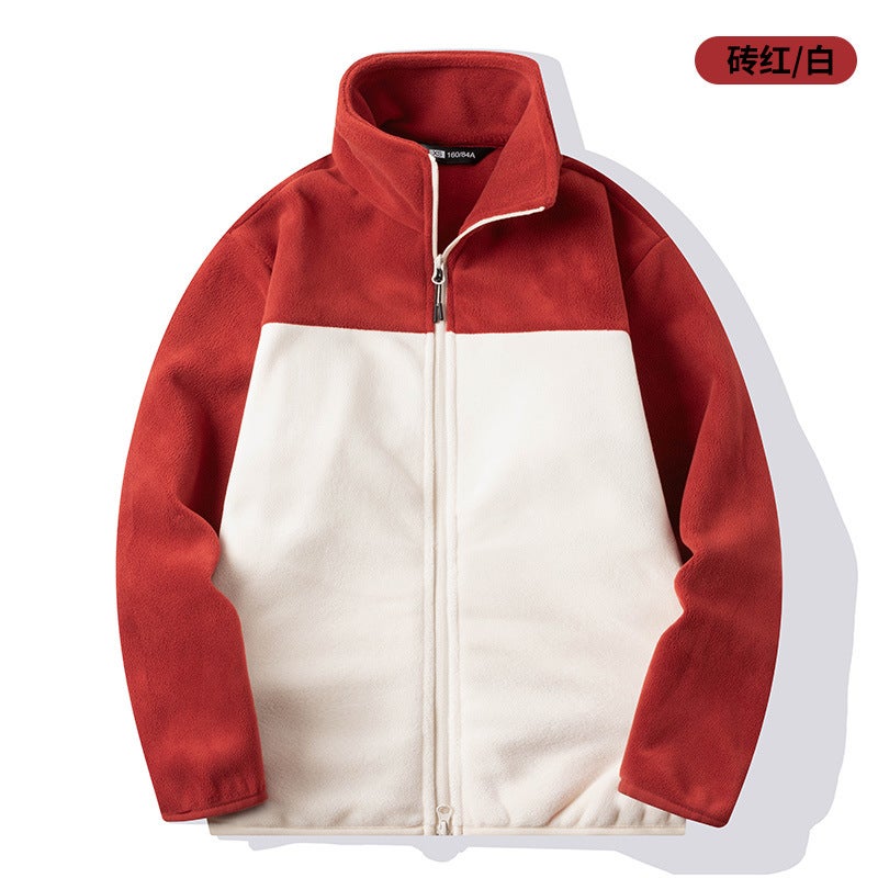 Fleece Clothes Men'S And Women'S Coat Vertical Collar Cardigan Thickened Insulation Clothes Fleece Plus Size Outdoor Love - Image 1